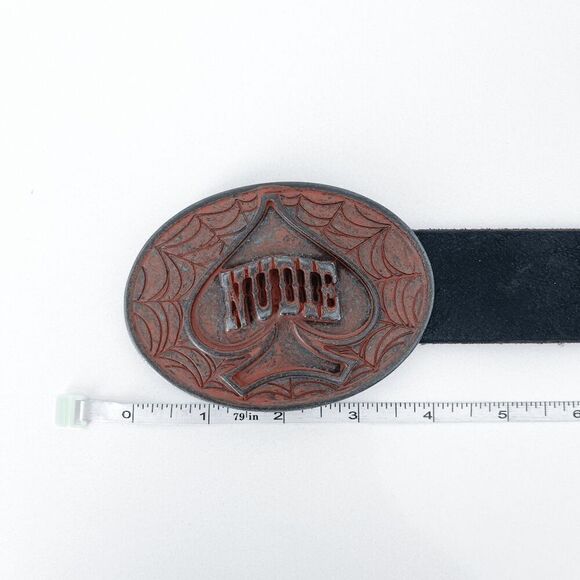 Nudie Jeans Mens Wide Leather Buckle Belt Black 38.5 - Picture 5 of 6